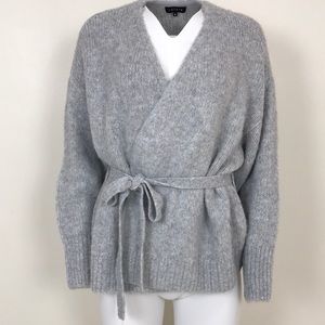 Heather Grey Knit Crunchy Cardigan with Tie